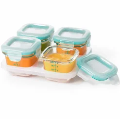 OXO Tot Glass Baby Blocks Freezer Storage Containers, 4 Oz - Teal
