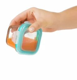 OXO Tot Glass Baby Blocks Freezer Storage Containers, 4 Oz - Teal