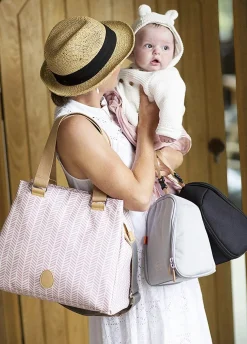 PacaPod Richmond Diaper Bag - Dusty Pink Herringbone