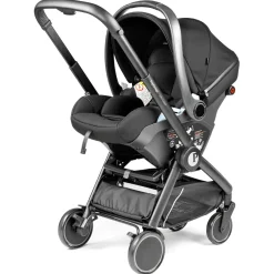 PEG City Loop Double Stroller + Primo Viaggio Lounge Travel System Bundle - Black / Metal / Metal