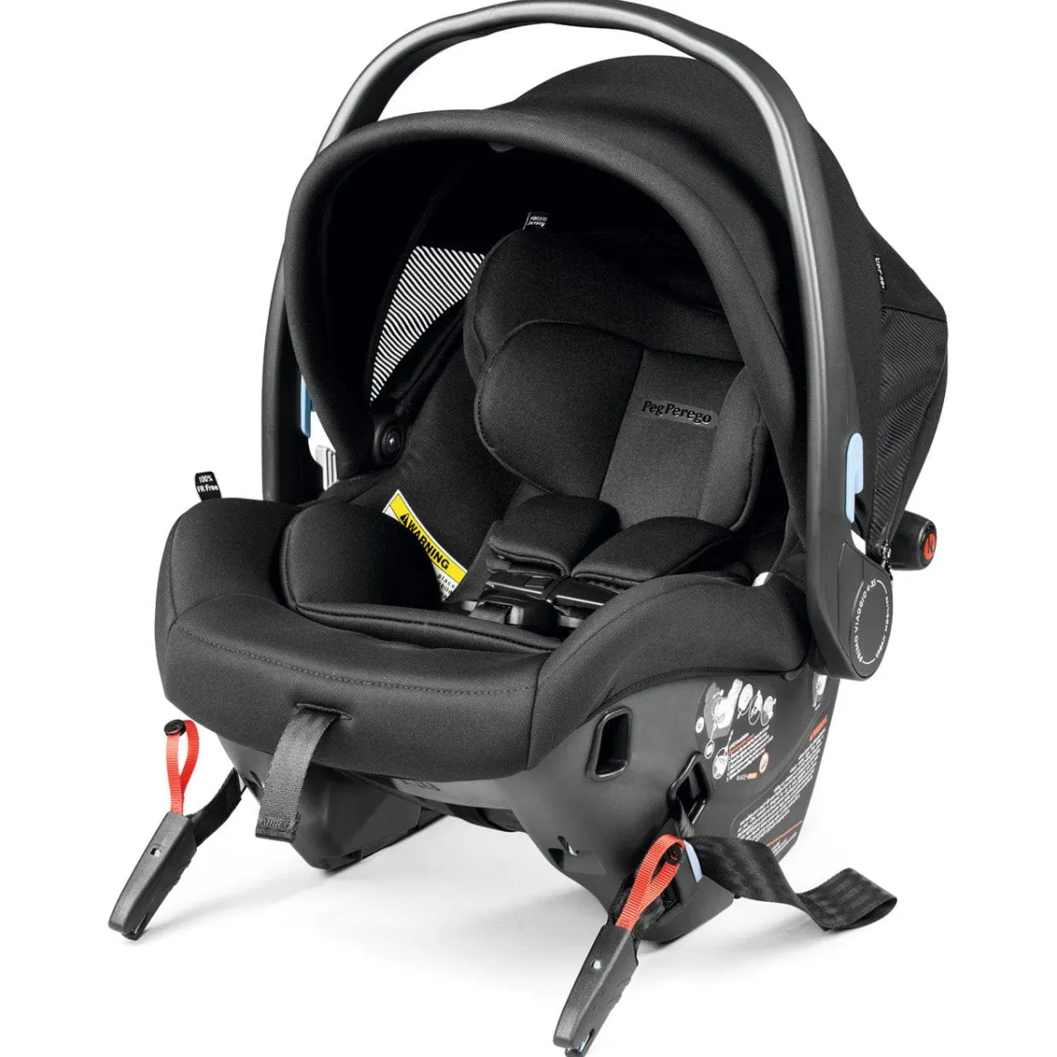 PEG City Loop Double Stroller + Primo Viaggio Urban Mobility Baseless Infant Car Seat Travel System Bundle - Black / Vanilla Blend / True Black