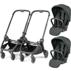 PEG City Loop Double Stroller Bundle - Black / Metal