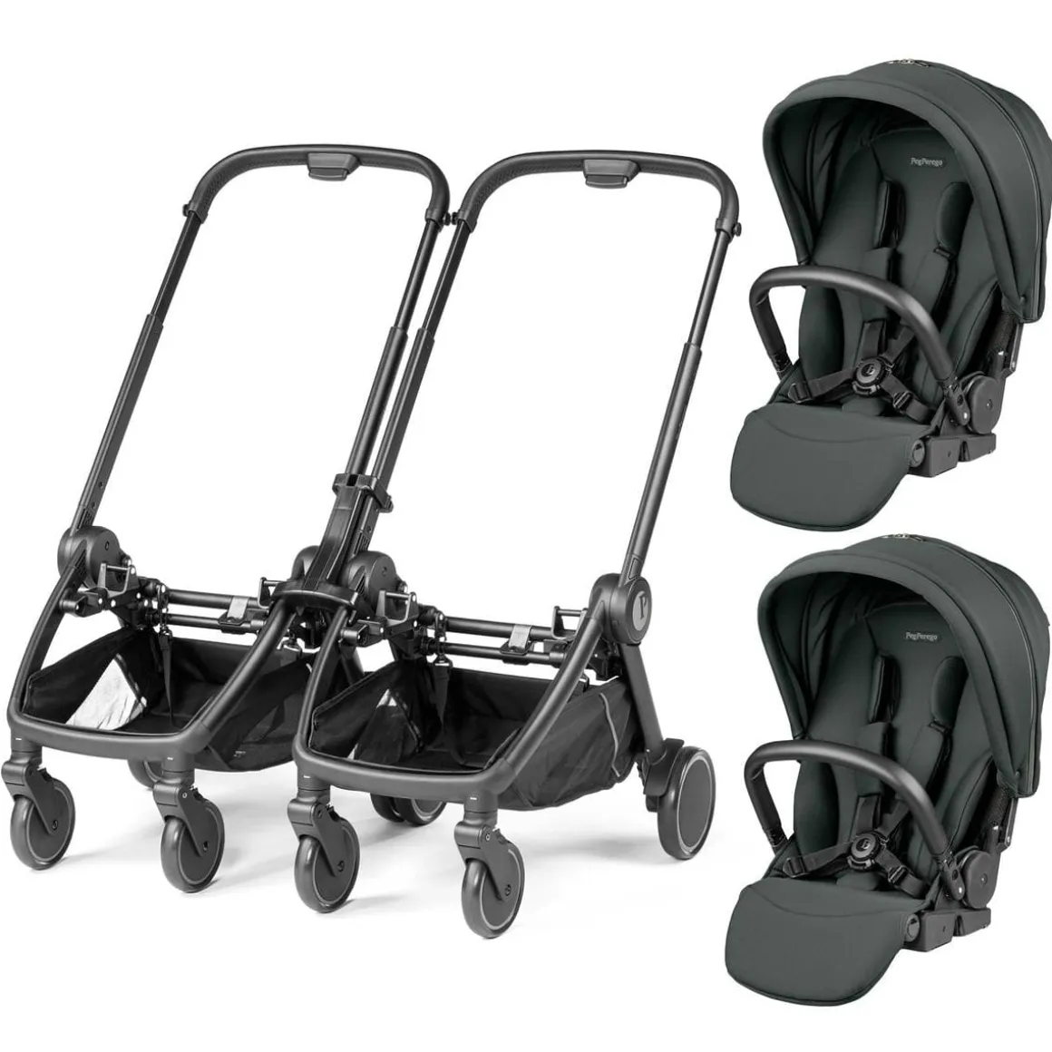 PEG City Loop Double Stroller Bundle - Black / Metal