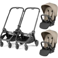 PEG City Loop Double Stroller Bundle - Black / Vanilla Blend
