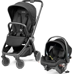 PEG City Loop Stroller + Primo Viaggio Urban Mobility Baseless Infant Car Seat Travel System Bundle - Black / True Black / True Black