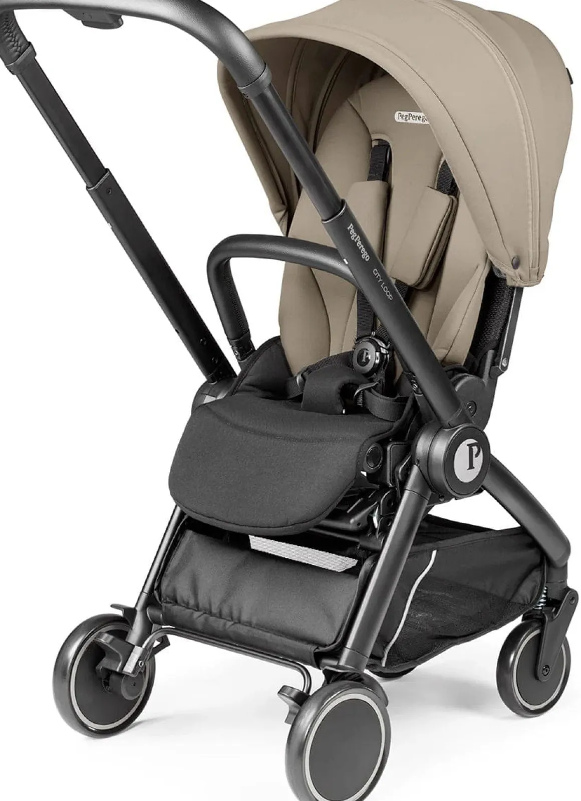PEG City Loop Stroller + Primo Viaggio Urban Mobility Baseless Infant Car Seat Travel System Bundle - Black / True Black / True Black