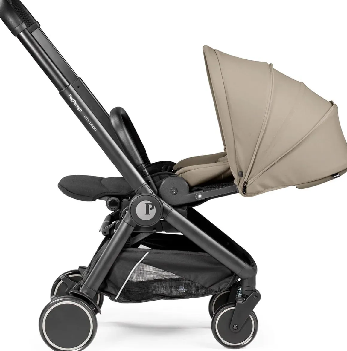 PEG City Loop Stroller + Primo Viaggio Urban Mobility Baseless Infant Car Seat Travel System Bundle - Black / True Black / True Black