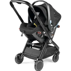 PEG City Loop Stroller + Primo Viaggio Urban Mobility Baseless Infant Car Seat Travel System Bundle - Black / True Black / True Black