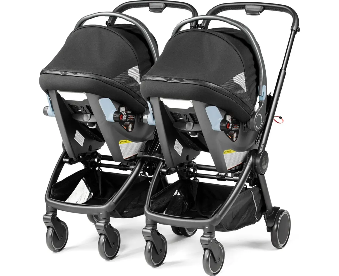 PEG City Loop Twin Stroller + Primo Viaggio Lounge Travel System Bundle - Black / Vanilla Blend / Vanilla Blend