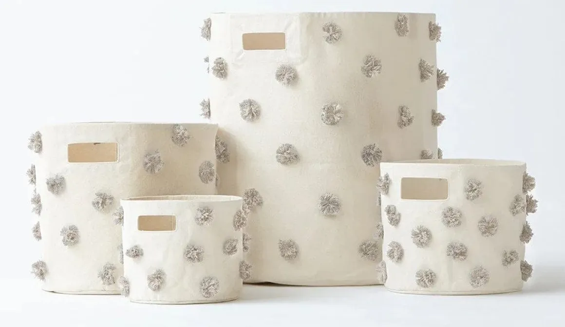 Petit Pehr Pom Pom Basket - Mini - Grey