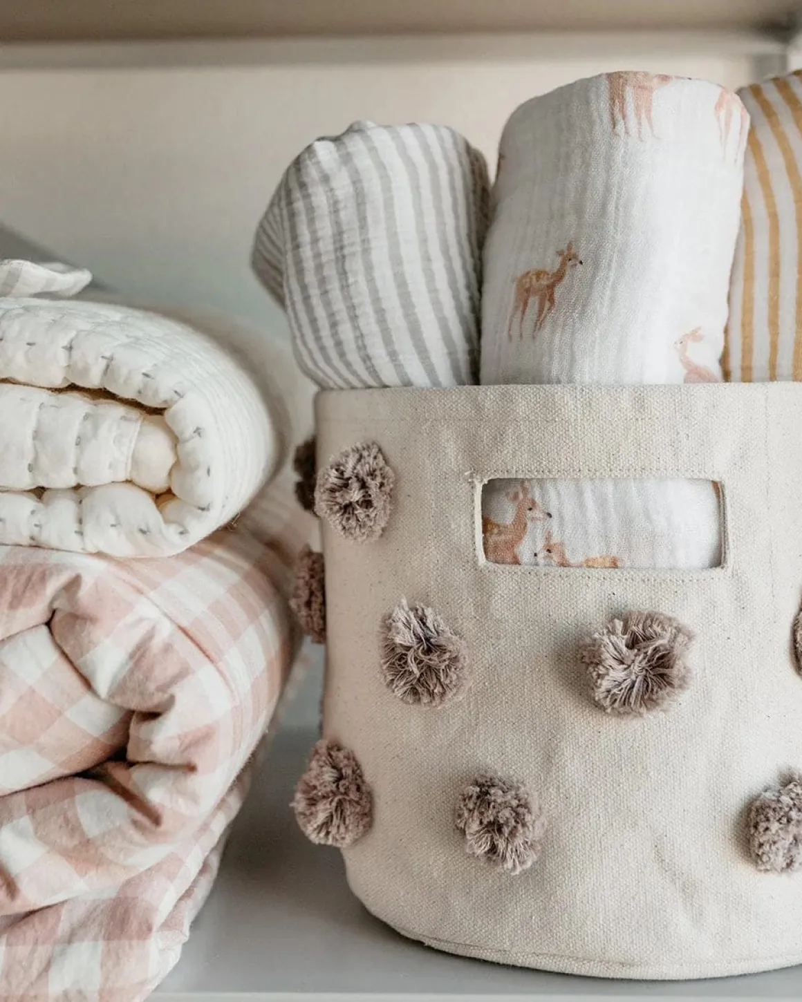 Petit Pehr Pom Pom Basket - Mini - Mauve