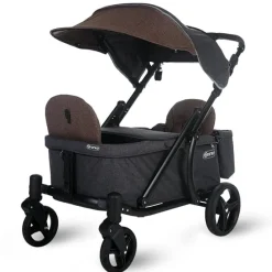 Pronto One (2 Seater) Stroller Wagon - Black Frame / Brown Melange