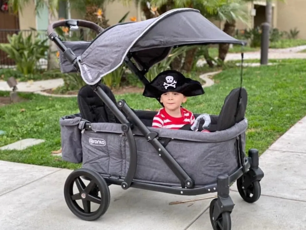 Pronto One (2 Seater) Stroller Wagon - Black Frame / Grey Melange