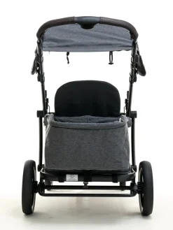Pronto One (2 Seater) Stroller Wagon - Black Frame / Stone Grey