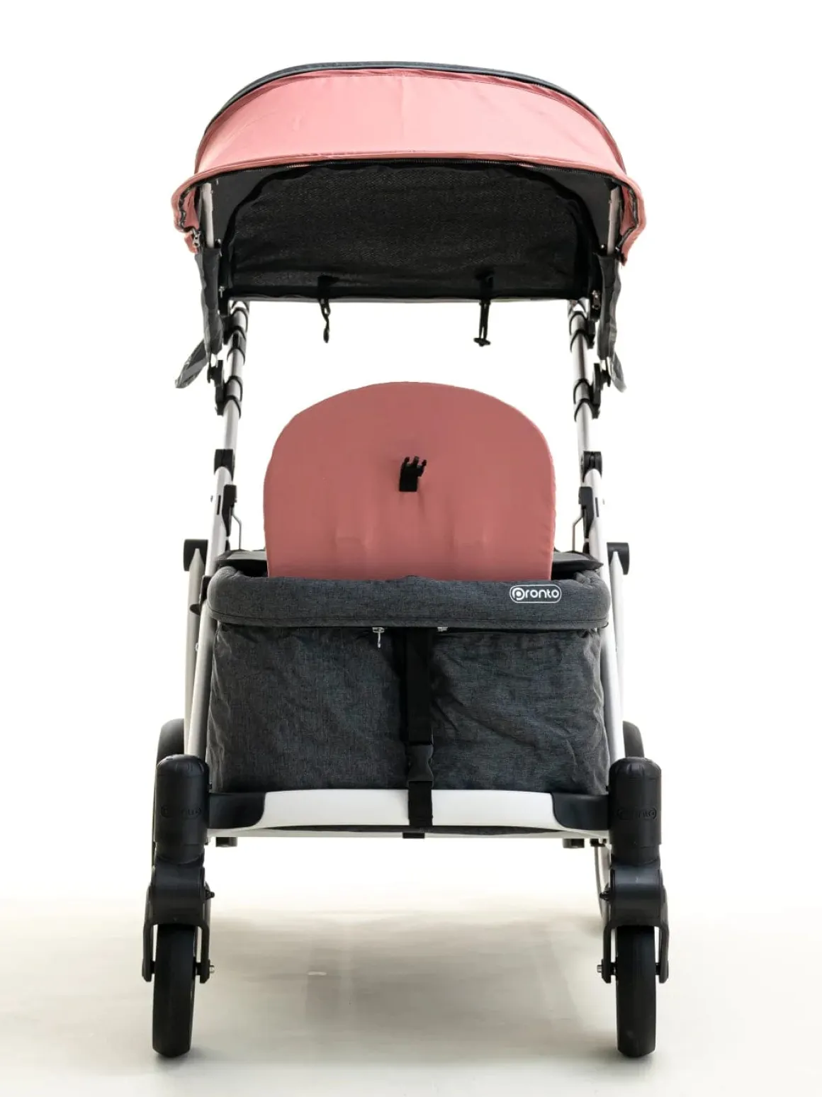 Pronto One (2 Seater) Stroller Wagon - White Frame / Ginger Pink