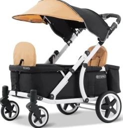 Pronto One (2 Seater) Stroller Wagon - White Frame / Ginger Yellow