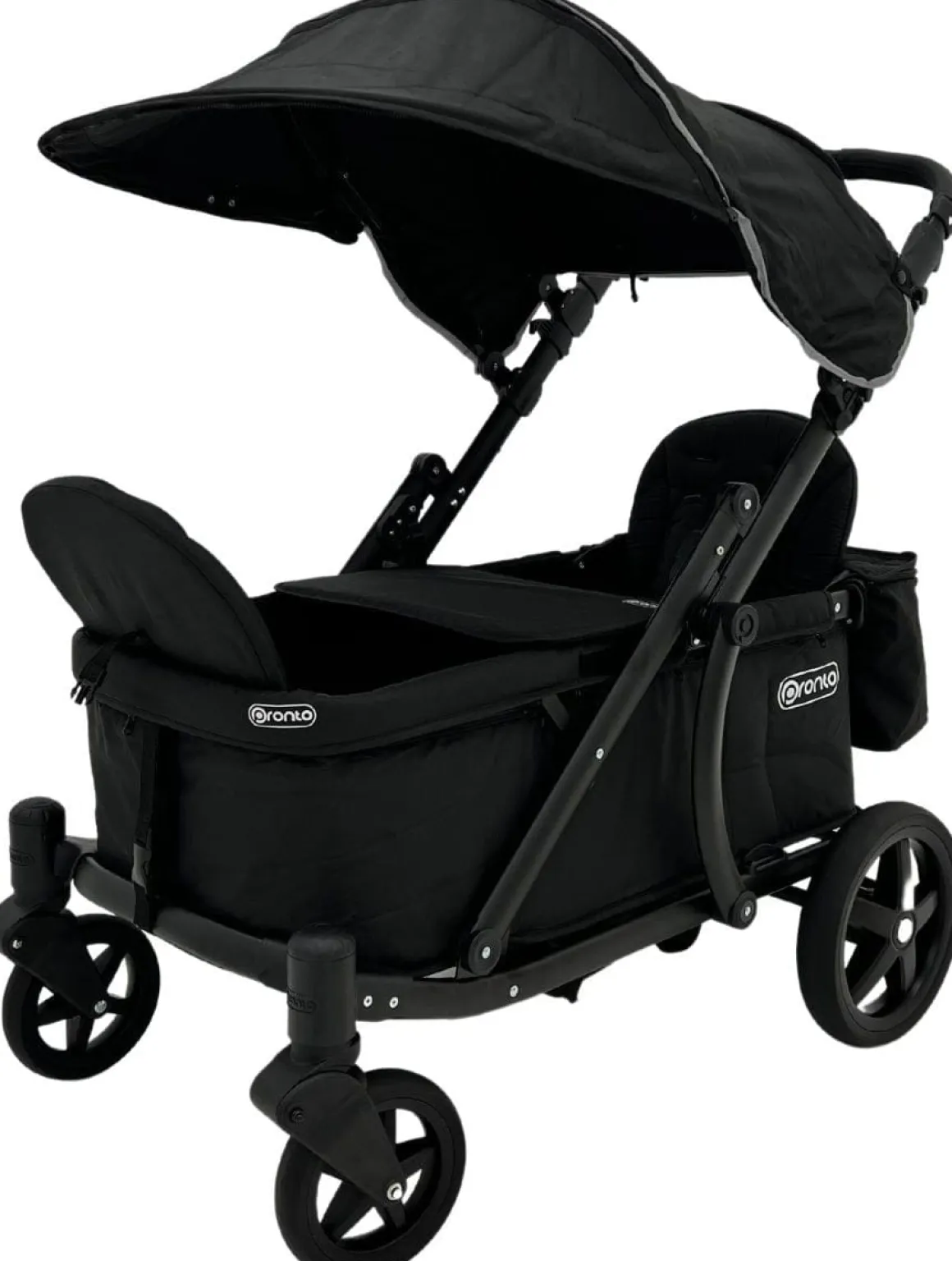 Pronto Squared (2 Seater) Stroller Wagon - Black Frame / City Black (Albee Exclusive)