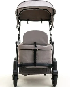 Pronto Squared (2 Seater) Stroller Wagon - Black Frame / Cloud Grey