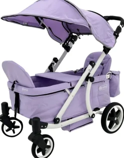 Pronto Squared (2 Seater) Stroller Wagon - White Frame / Soft Lavender