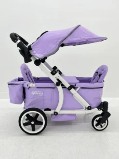 Pronto Squared (2 Seater) Stroller Wagon - White Frame / Soft Lavender