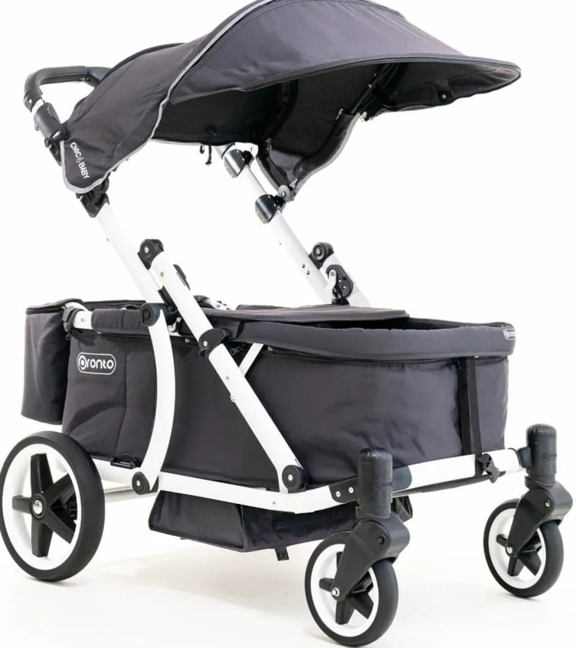 Pronto Squared (2 Seater) Stroller Wagon - White Frame / Space Grey