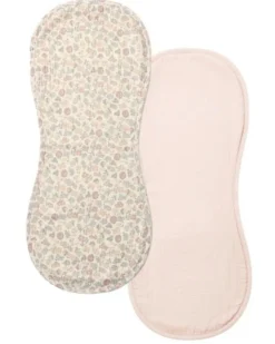 Quincy Mae Burp Cloth, 2 Pack Vintage Floral, Mauve - Natural / Mauve
