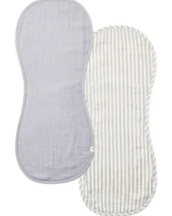 Quincy Mae Burp Cloth, 2 Pack Vintage Stripe, Slate - Slate