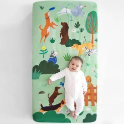 Rookie Humans Cotton Sateen Crib Sheet - At the Dog Park