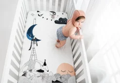 Rookie Humans Cotton Sateen Crib Sheet - The Moon's Birthday