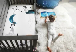 Rookie Humans Cotton Sateen Crib Sheet - The Moon's Birthday