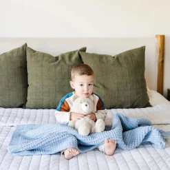 Saranoni Knit Waffle Receiving Blanket - Blue Jay