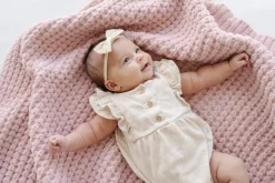 Saranoni Knit Waffle Receiving Blanket - Rosette