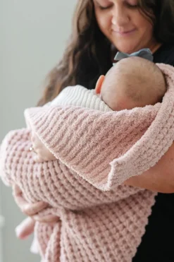 Saranoni Knit Waffle Receiving Blanket - Rosette