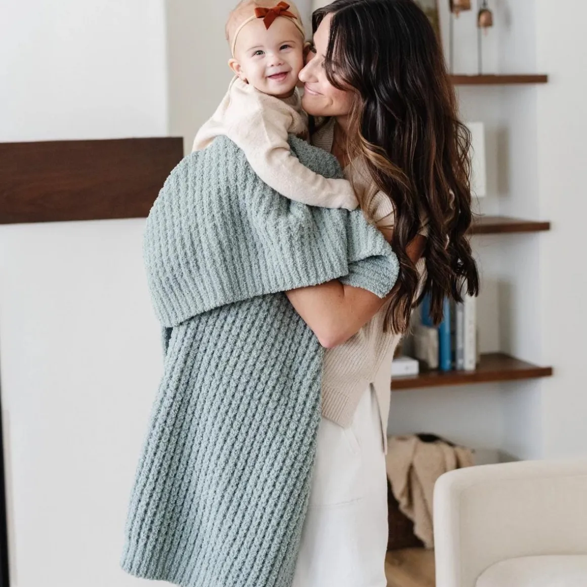 Saranoni Waffle Knit Receiving Blanket - Elm