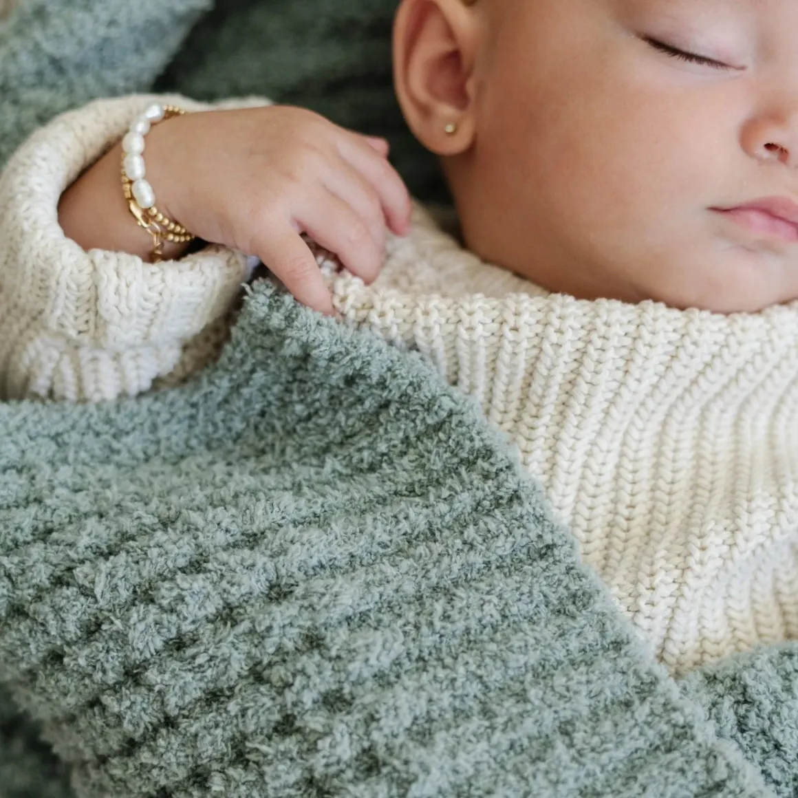 Saranoni Waffle Knit Receiving Blanket - Elm
