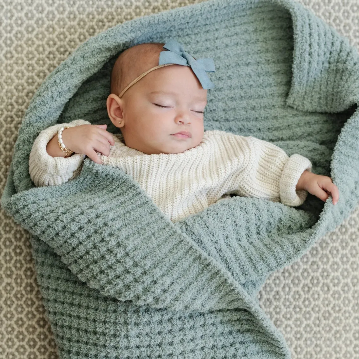 Saranoni Waffle Knit Receiving Blanket - Elm