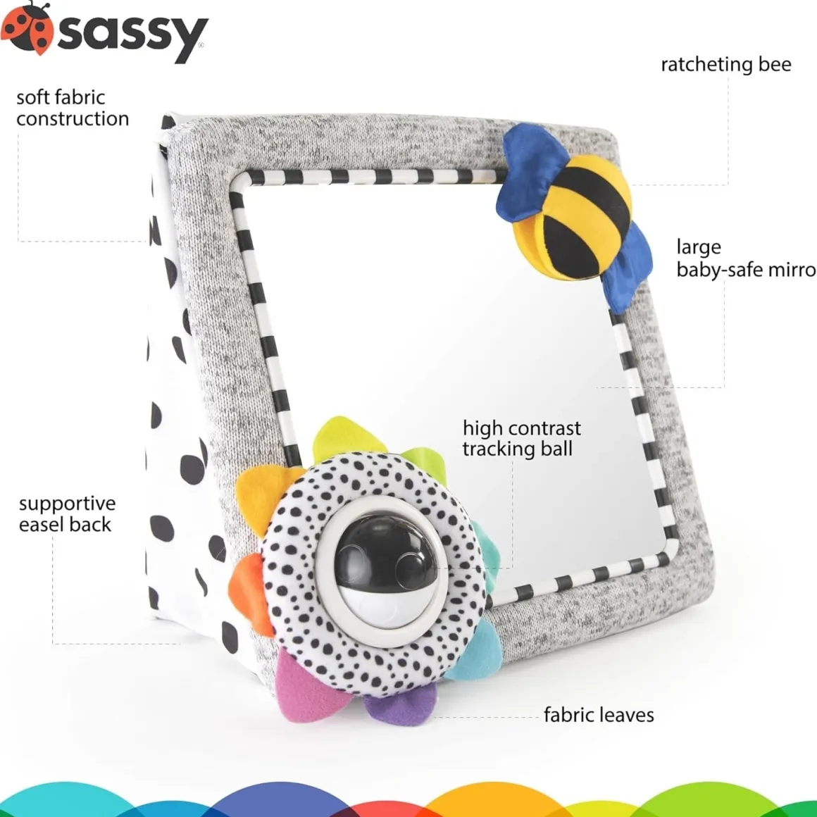 Sassy Tummy Time See Me Floor Mirror - Grey Bee
