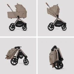 Silver Cross Breez Modular Stroller + Bassinet Bundle - Champagne