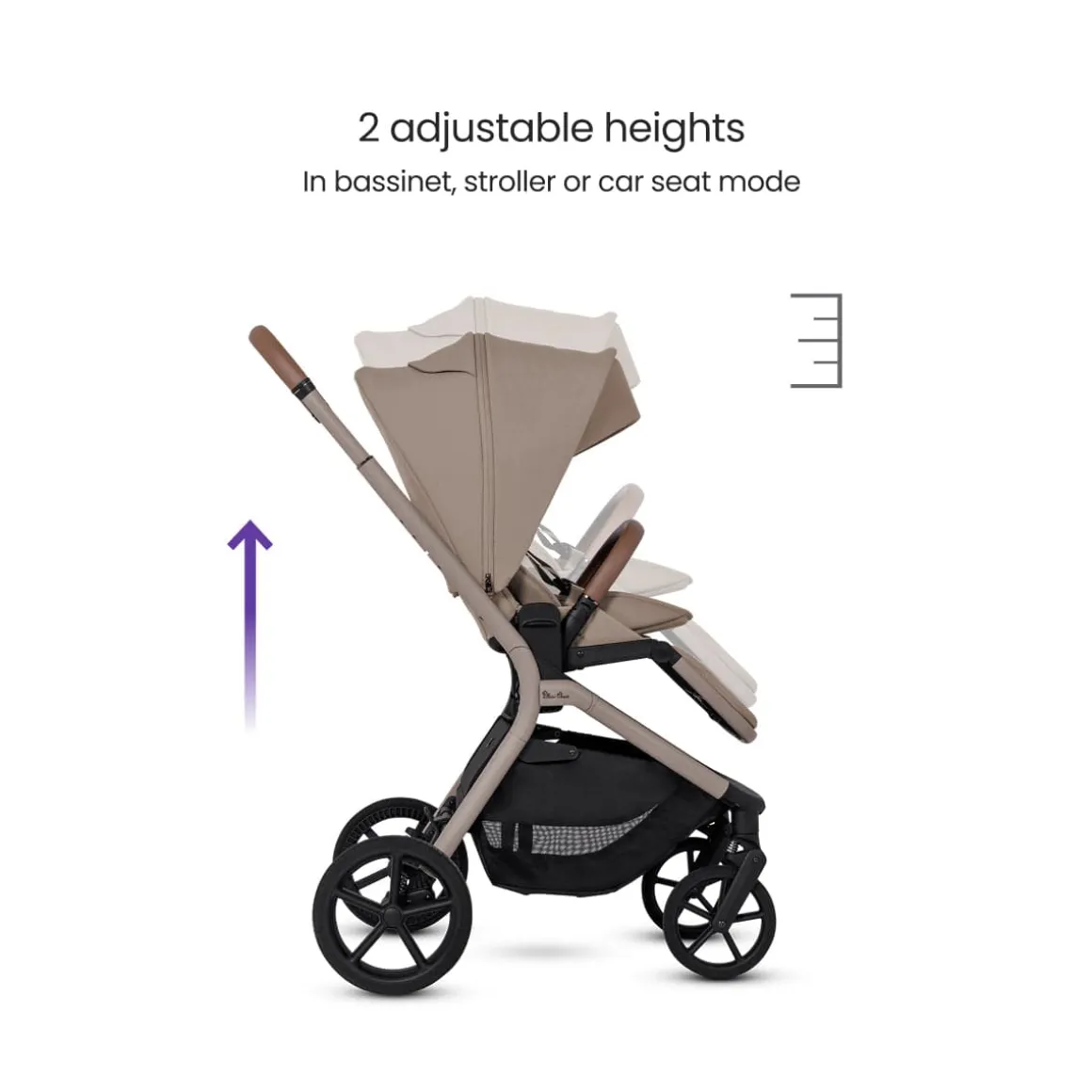 Silver Cross Breez Modular Stroller + Bassinet Bundle - Champagne