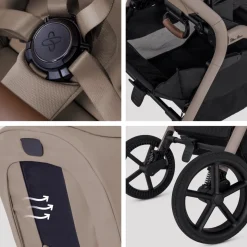 Silver Cross Breez Modular Stroller + Bassinet Bundle - Champagne