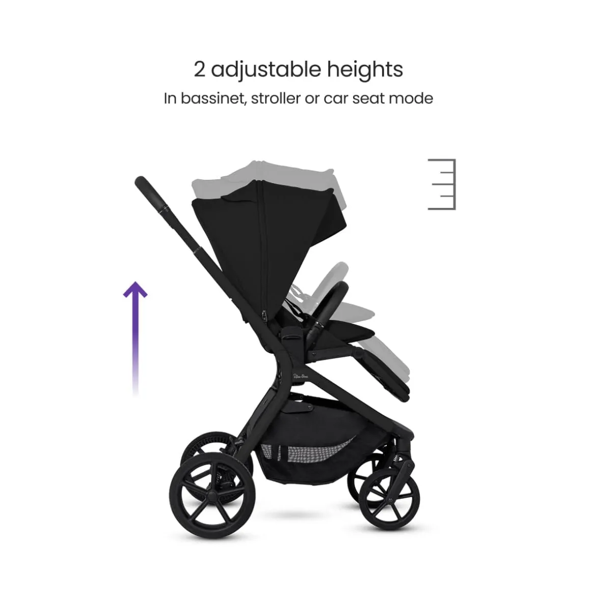 Silver Cross Breez Modular Stroller + Bassinet Bundle - Onyx