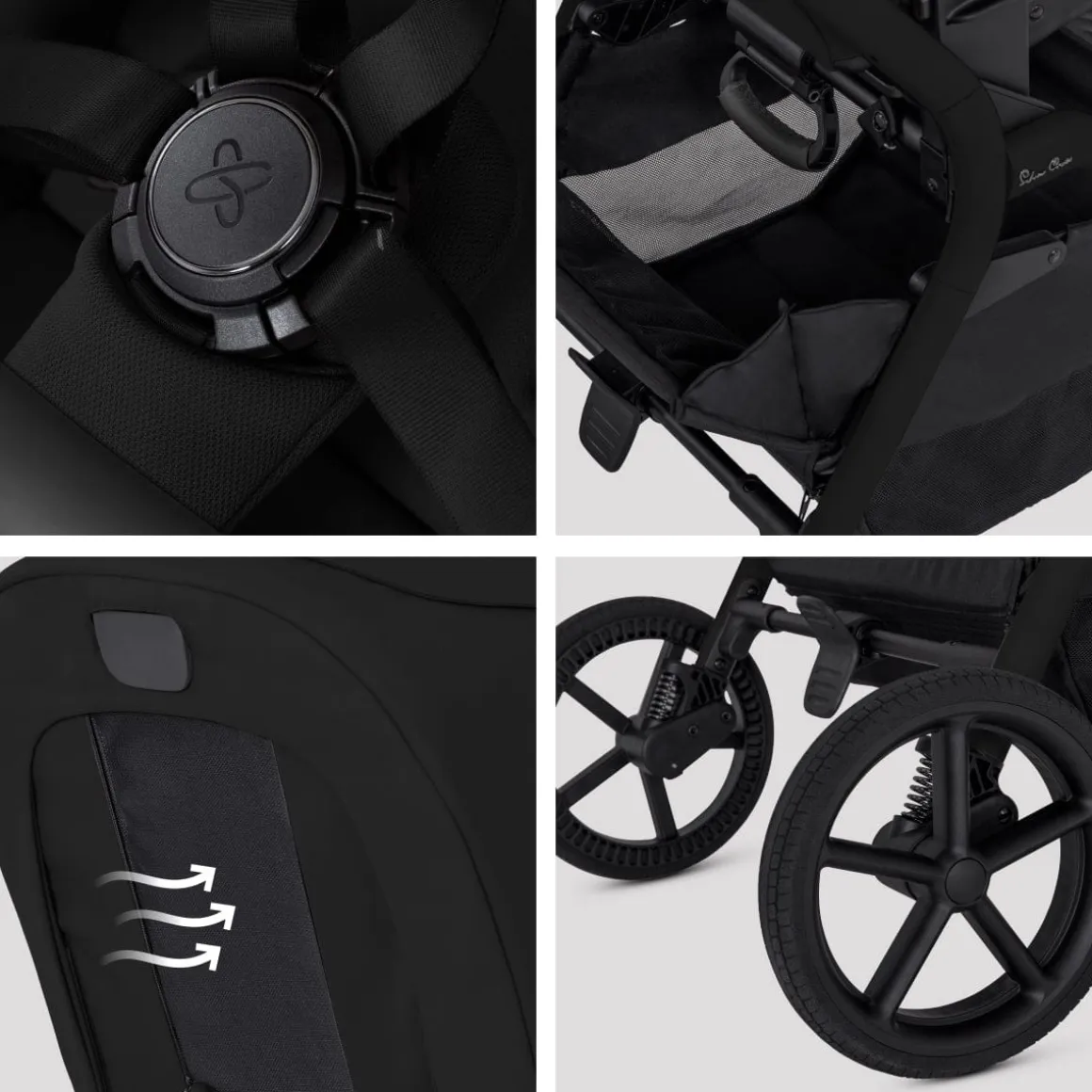 Silver Cross Breez Modular Stroller + Bassinet Bundle - Onyx