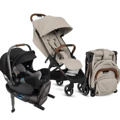 Silver Cross Clic Compact Stroller + Nuna PIPA RX Travel System Bundle - Latte / Caviar