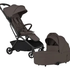 Silver Cross Nia Compact Travel Stroller + Bassinet Bundle - Chocolate