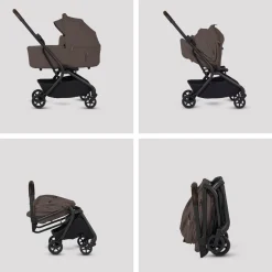 Silver Cross Nia Compact Travel Stroller + Bassinet Bundle - Chocolate