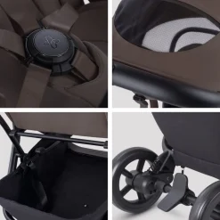 Silver Cross Nia Compact Travel Stroller + Bassinet Bundle - Chocolate