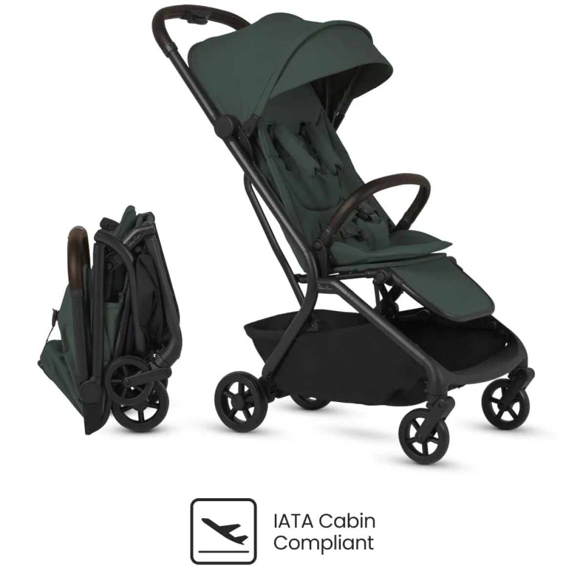 Silver Cross Nia Compact Travel Stroller + Bassinet Bundle - Conifer