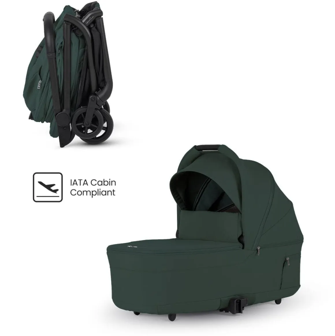 Silver Cross Nia Compact Travel Stroller + Bassinet Bundle - Conifer