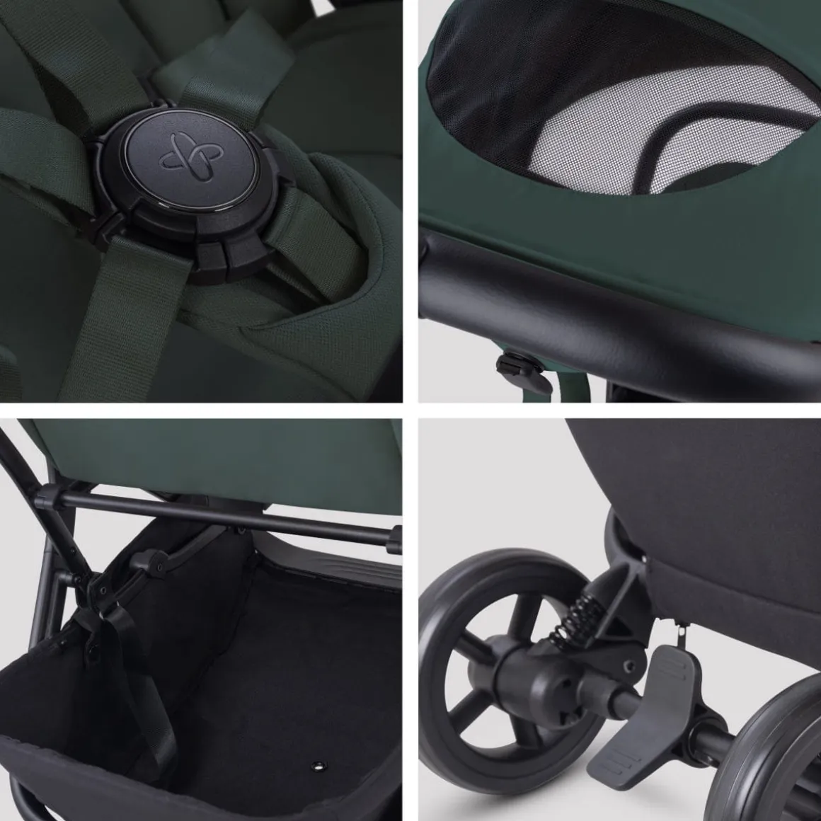 Silver Cross Nia Compact Travel Stroller + Bassinet Bundle - Conifer
