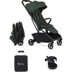 Silver Cross Nia Compact Travel Stroller + Cup Holder + Travel Bag Bundle - Conifer